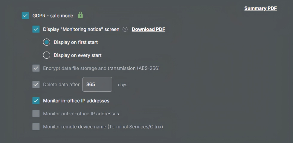 WorkTime employee monitoring with GDPR-safe mode.