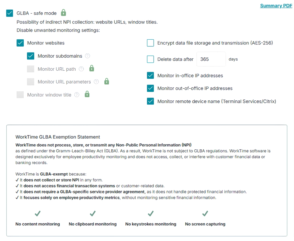 WorkTime - GLBA-konforme Mitarbeitermonitoring-Software.