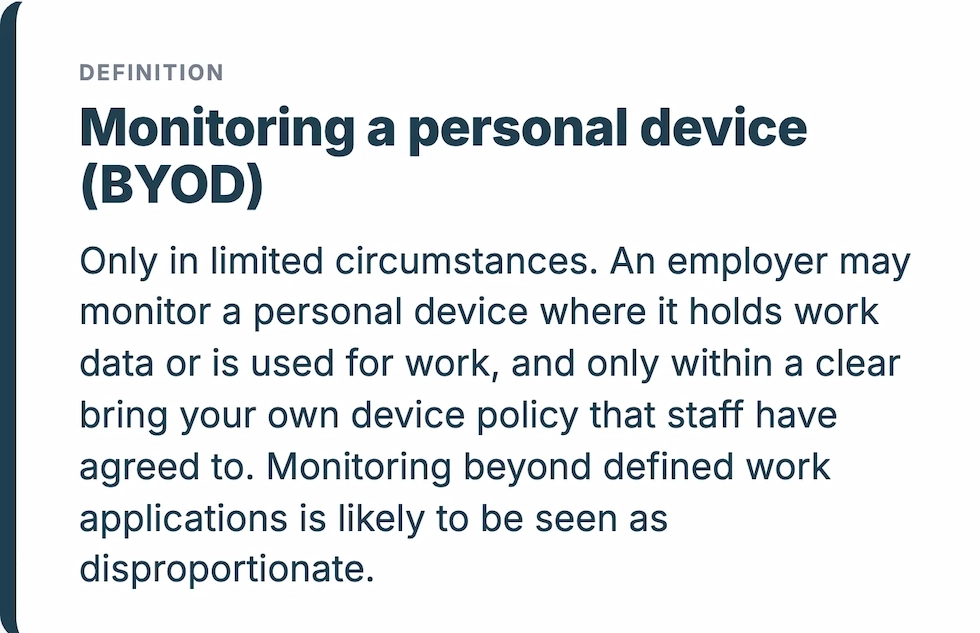 WorkTime overview of employee monitoring on personal devices (BYOD).