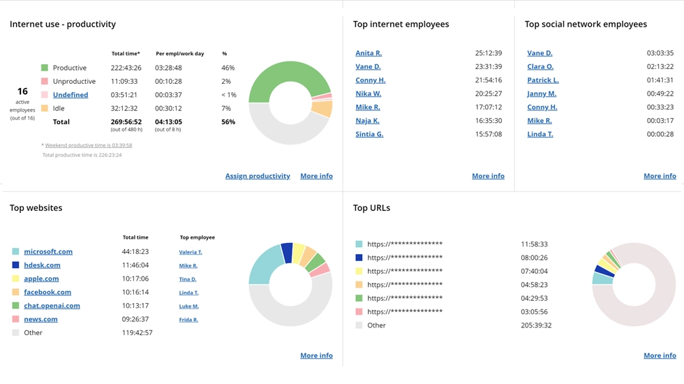 WorkTime internet summary report