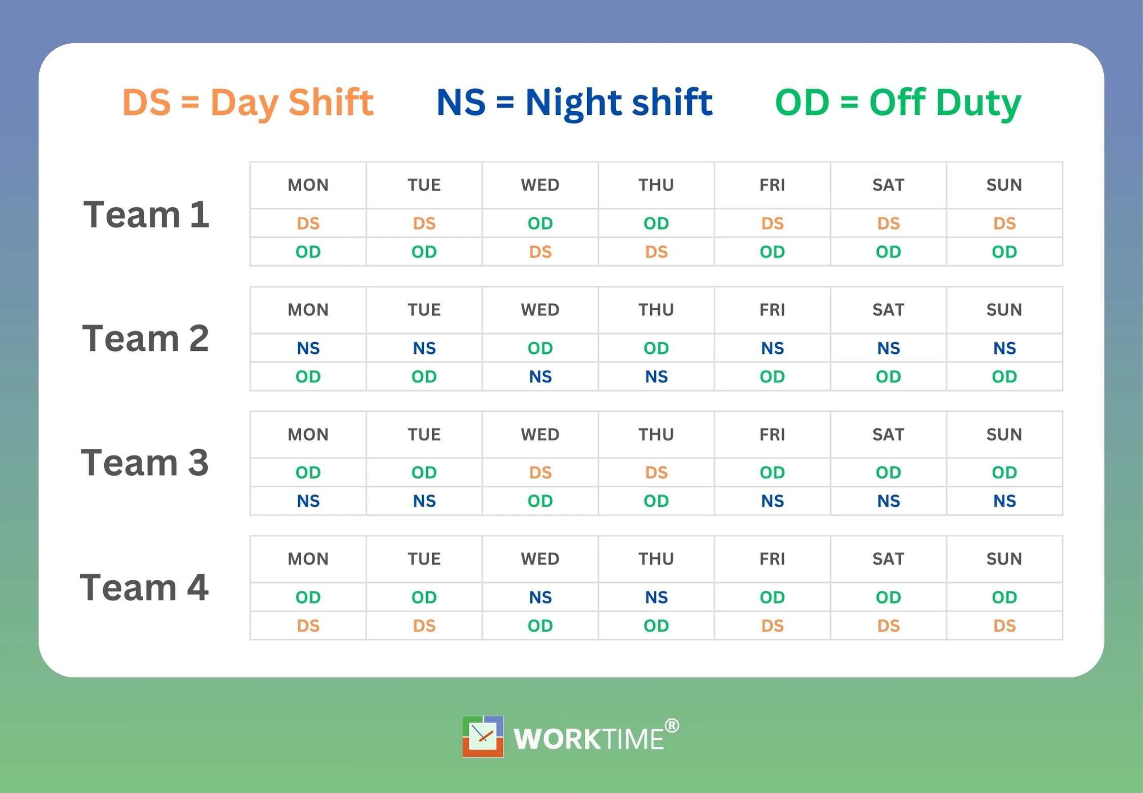 WorkTime- Pitman schedule