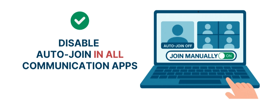 WorkTime da consejos sobre cómo mantenerse seguro desactivando funciones de unirse automáticamente.