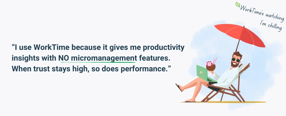 WorkTime does productivity monitoring - not micromanagement.